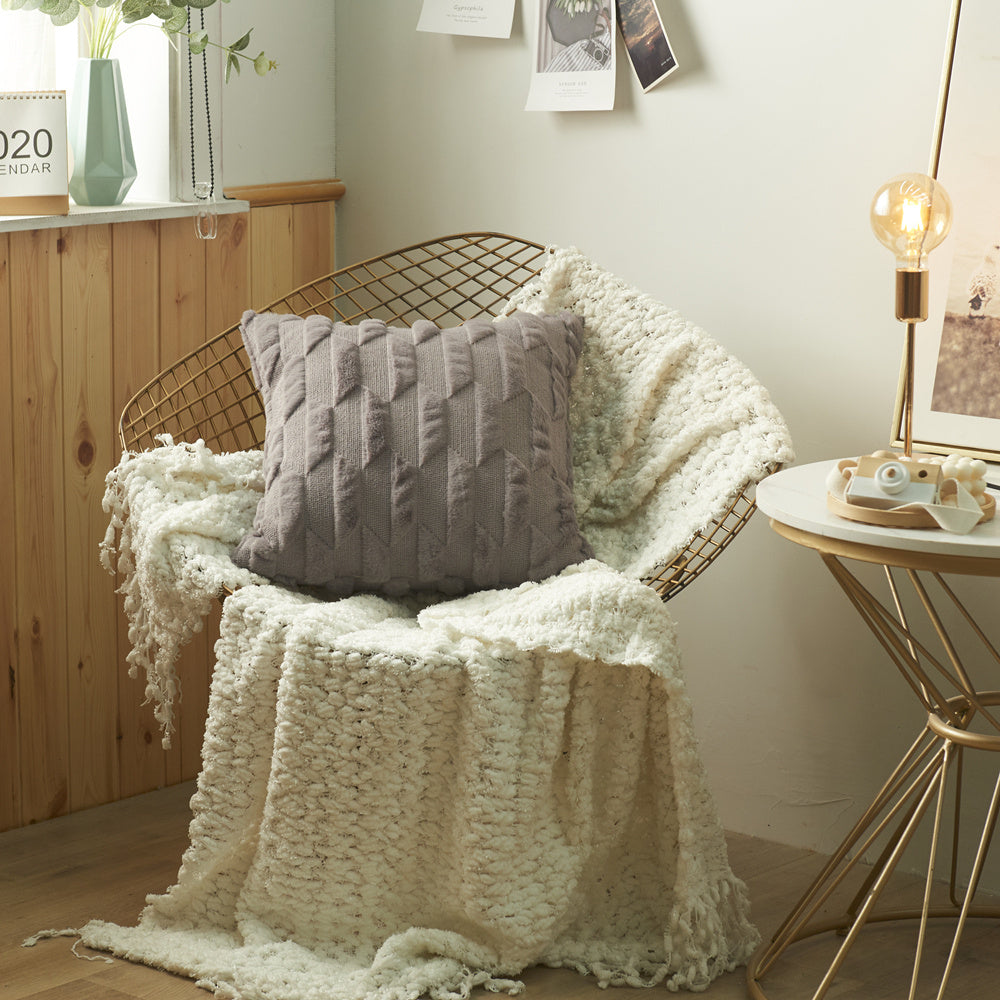 Simple solid color three dimensional Plush home pillow