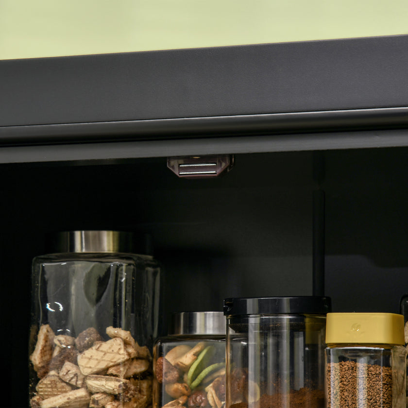 6 Tier Pantry Haven  Modern Freestanding Storage Cabinet With Adjustable Shelves  Sleek Black