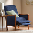 Mid Century Modern Fabric Channel   Wood Pushback Recliner