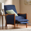 Mid Century Modern Fabric Channel   Wood Pushback Recliner