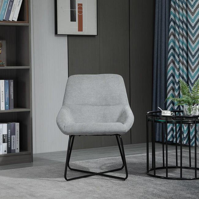 Modern Accent Chair Leisure Mid Back Chair Livingroom Funiture with X-Shaped Frame and Curved Back