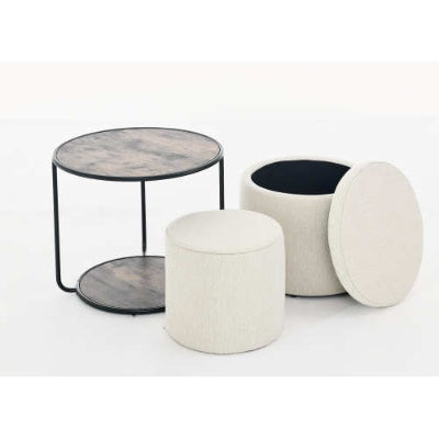 Ottoman, Multi-functional Combination Set Table Ottoman, Combination Of Ottoman And Table, With Drum Stool, With Storage Space