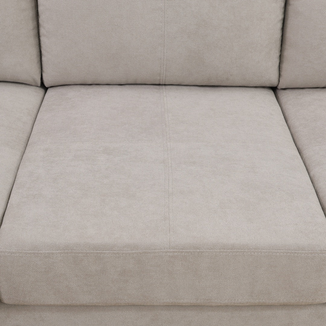 Off-White Short Fur Fluffy Fabric 2-Piece Left Side L-Shaped Living Room Sofa Set--Only Supports Self Pickup