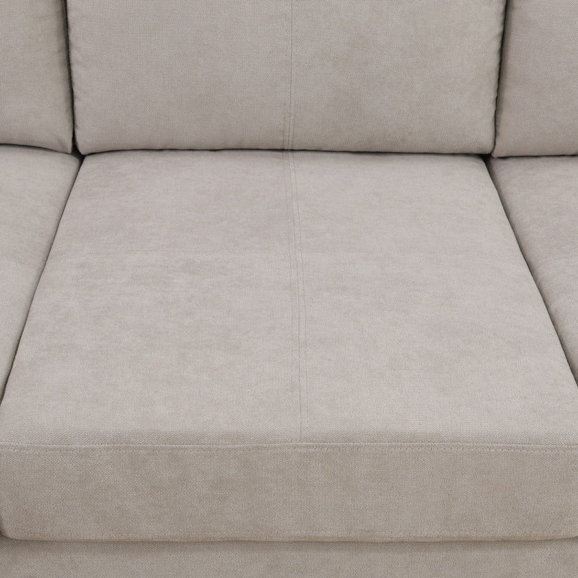 Off-White Short Fur Fluffy Fabric 2-Piece Left Side L-Shaped Living Room Sofa Set--Only Supports Self Pickup