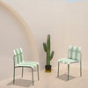 4-Pack Modern Striped Color Block Chairs - Waterproof PP Seat  Sturdy Metal Legs, Indoor Outdoor Dining Set For Patio, Balcony,