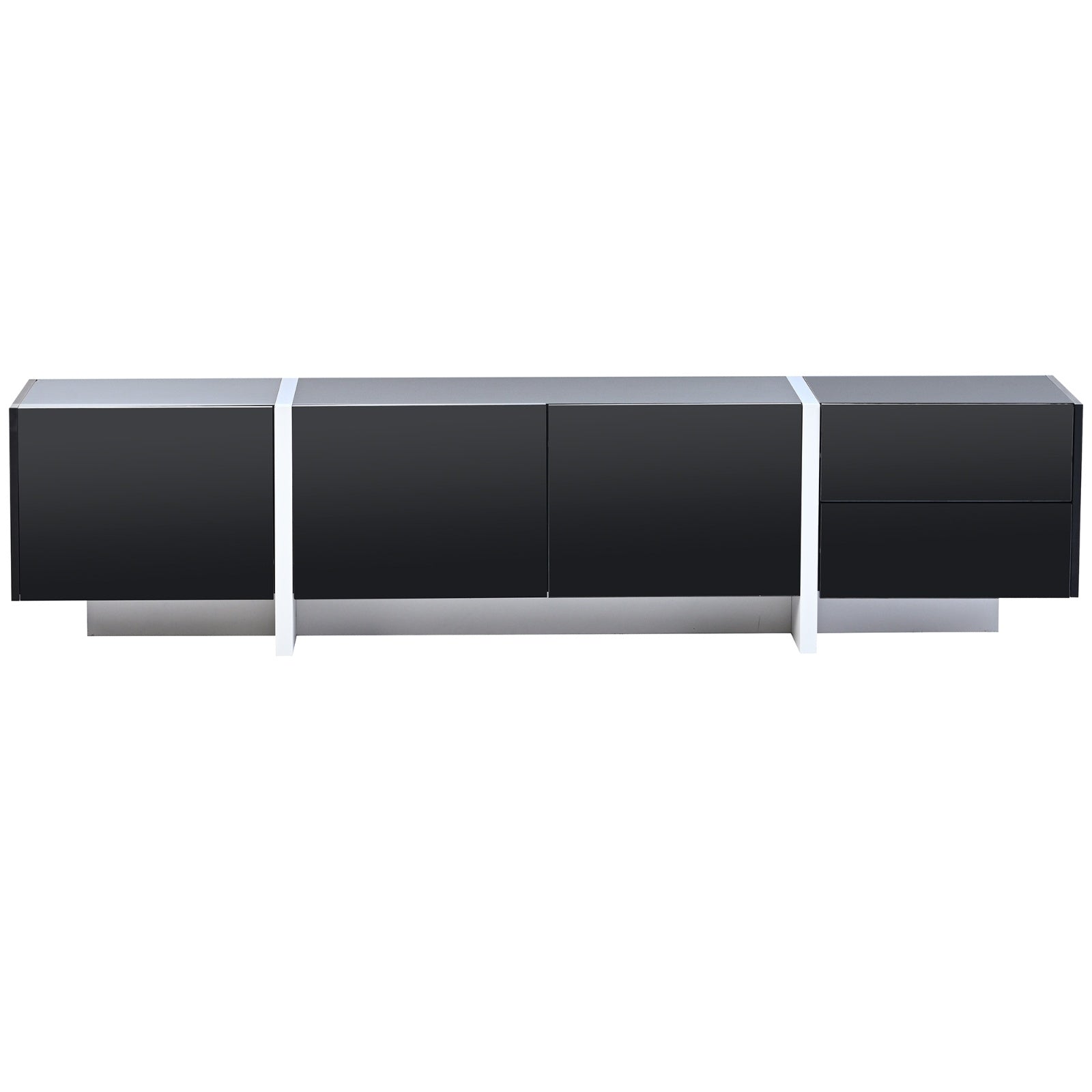 Contemporary White & Black TV Stand, Unique Style Console For TVs