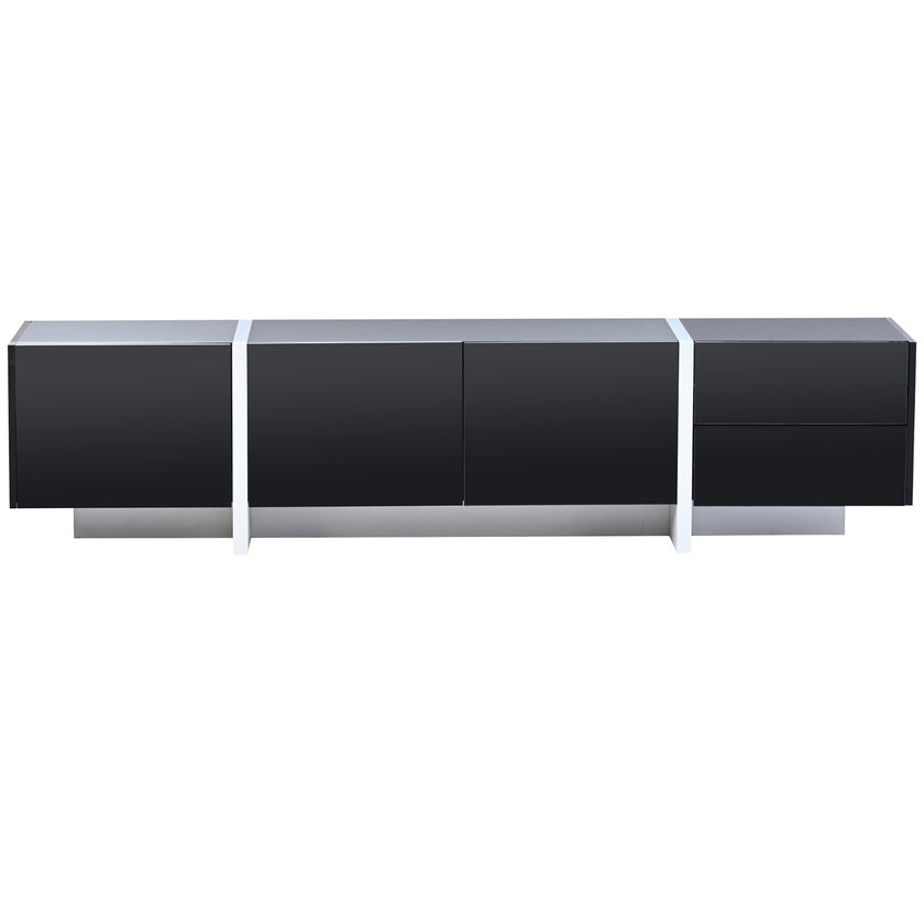 Contemporary White & Black TV Stand, Unique Style Console For TVs