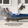 Patio Wicker Chaise Lounge Chair, Outdoor PE Rattan Sun Lounger With Adjustable Backrest And 2 Wheels, Gray