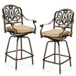 2pcs Bronze Color, Beige Cushion, Cast Aluminum Bar Stool