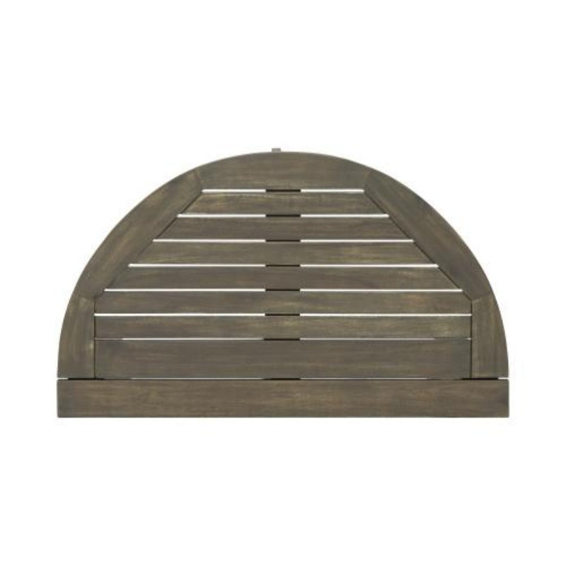 Outdoor 3-piece Set Of Semi-circular Folding Acacia Weather-resistant Bistro Table And Chairs, Space-saving, Gray