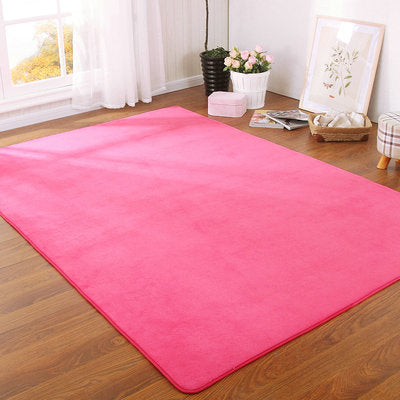 Thickened Solid Color Pattern Coral Fleece Carpet Modern Home Living Room Bedroom Bedside Tatami Crawling Mat Full-covered