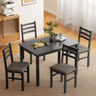5-Piece Small Kitchen Table Set For 4, Farmhouse Dining Table Set With Upholstered Chairs And Rubber Wood Legs, Black