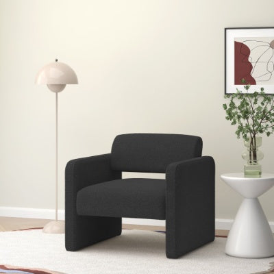 Single Sofa Chair, Upholstered Comfortable Chair With Armrests, For Dining Room Bedroom  Living Room Reception   BLACK 30.9X30.51X30.11