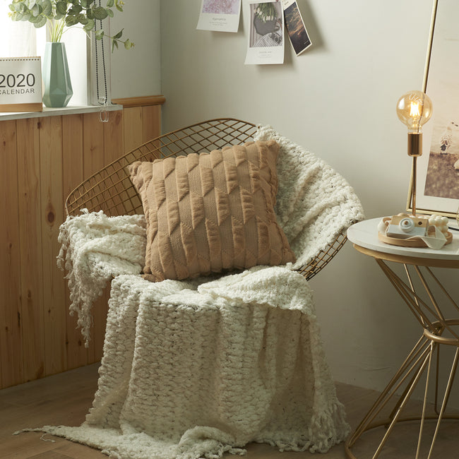 Simple solid color three dimensional Plush home pillow