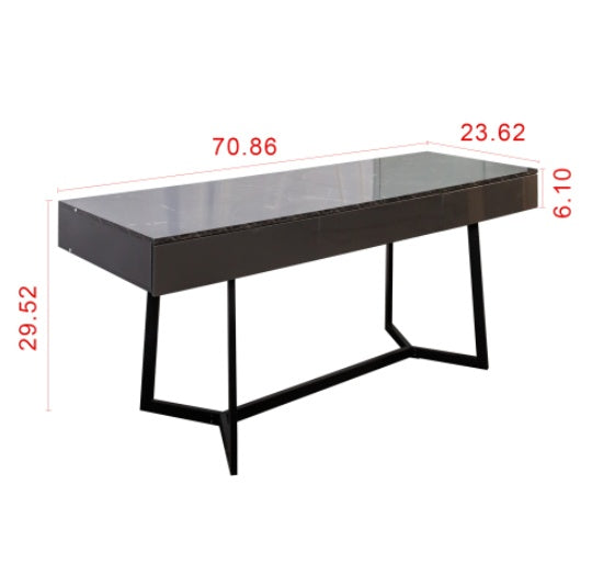 Modern Black 70.87  Computer Desk, Study & Work Desk  Y-Shaped Metal Legs