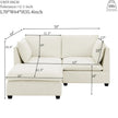 Comfy Cloud Couch Loveseat With Ottoman, Modern Chenille Love Seat Upholstered Modular Couch Sleeper For Living Room, Apartment, Studio, Office Beige White