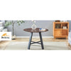 Modern Minimalist Round Dining Table And Coffee Table. 42 Inch Diameter MDF Table Top, Deep Wood Grain Table Top, Black Metal Legs, Fits Home & Office F-1172