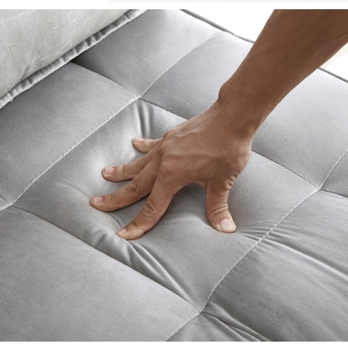 Convertible Sleeping Sofa Bed, Modern Velvet Fabric Double Seat Sofa Bed, Sleeping Sofa Bed With 2 Backs And Detachable Backs, Backs, Suitable For Living Room Bedroom,Grey