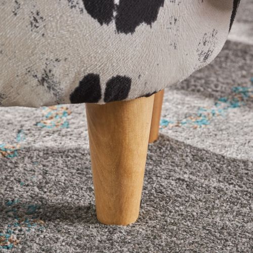 Black And White Velvet Cow Shaped Footstool