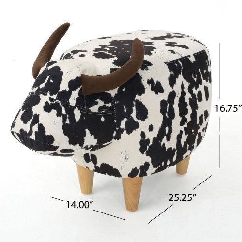 Black And White Velvet Cow Shaped Footstool