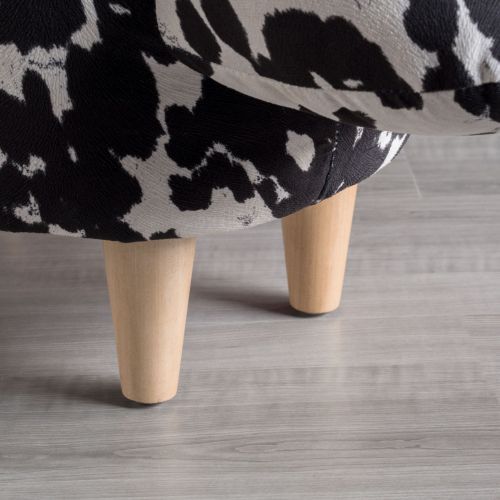Black And White Velvet Cow Shaped Footstool