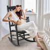 Black Poplar Wavy Wooden Rocking Chair With Armrests
