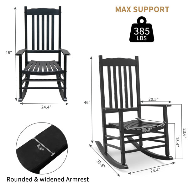 Black Poplar Wavy Wooden Rocking Chair With Armrests