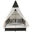 Outdoor Daybed With Adjustable Backrest And Curtains, Double Sun Lounger