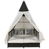 Outdoor Daybed With Adjustable Backrest And Curtains, Double Sun Lounger