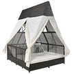 Outdoor Daybed With Adjustable Backrest And Curtains, Double Sun Lounger