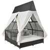 Outdoor Daybed With Adjustable Backrest And Curtains, Double Sun Lounger