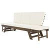 TOPMAX Outdoor Adjustable Patio Wooden Daybed Sofa Chaise Lounge With Cushions For Small Places, Bro
