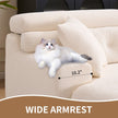 LY-029B WHITE COMPRESSION SOFA Combining Chaise Longue With 3-seater  Wood Grain Chenille Fabric, Full Sponge Compression Sofa,combined Sofa With 2 Pillows For Living Home Furniture