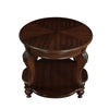 22'' Retro Round End Table,Solid Wood Sofa Side Table With Shelf,Living Room Corner Table Easy Assem