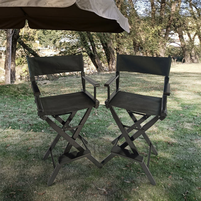 Casual Home Director's Chair Black Frame Canvas, Foldable, 2pcs - Adult Size