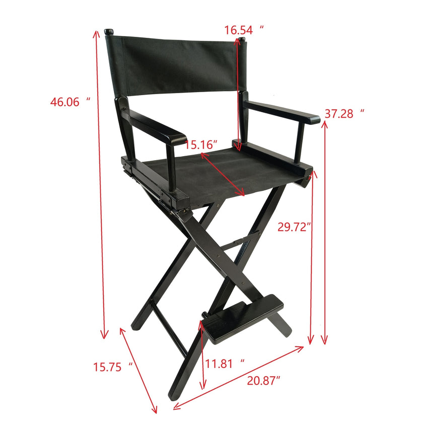 Casual Home Director's Chair Black Frame Canvas, Foldable, 2pcs - Adult Size