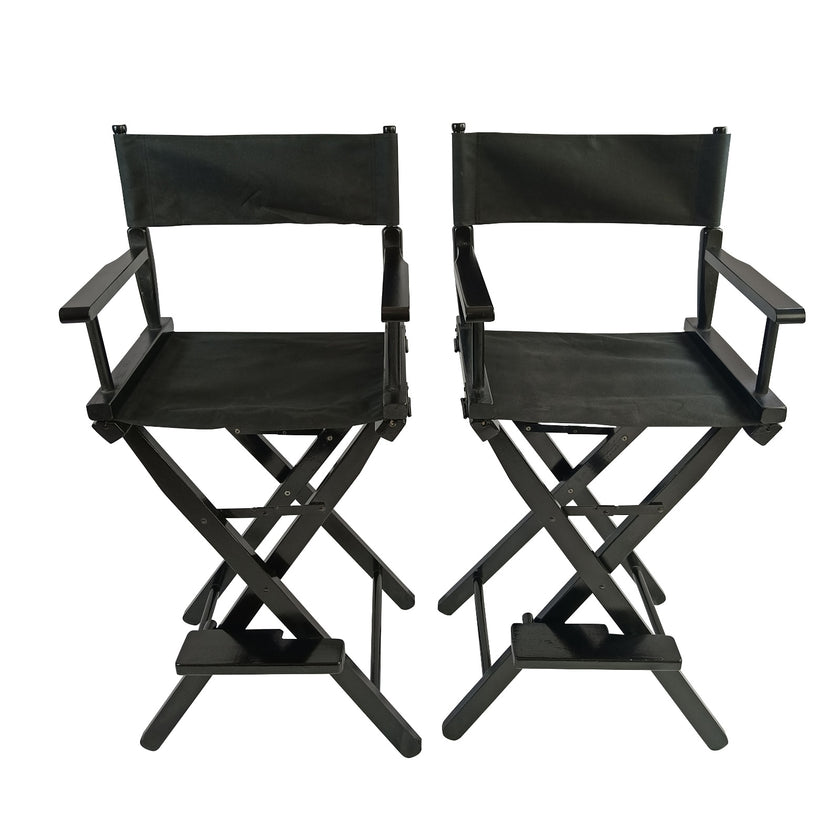 Casual Home Director's Chair Black Frame Canvas, Foldable, 2pcs - Adult Size