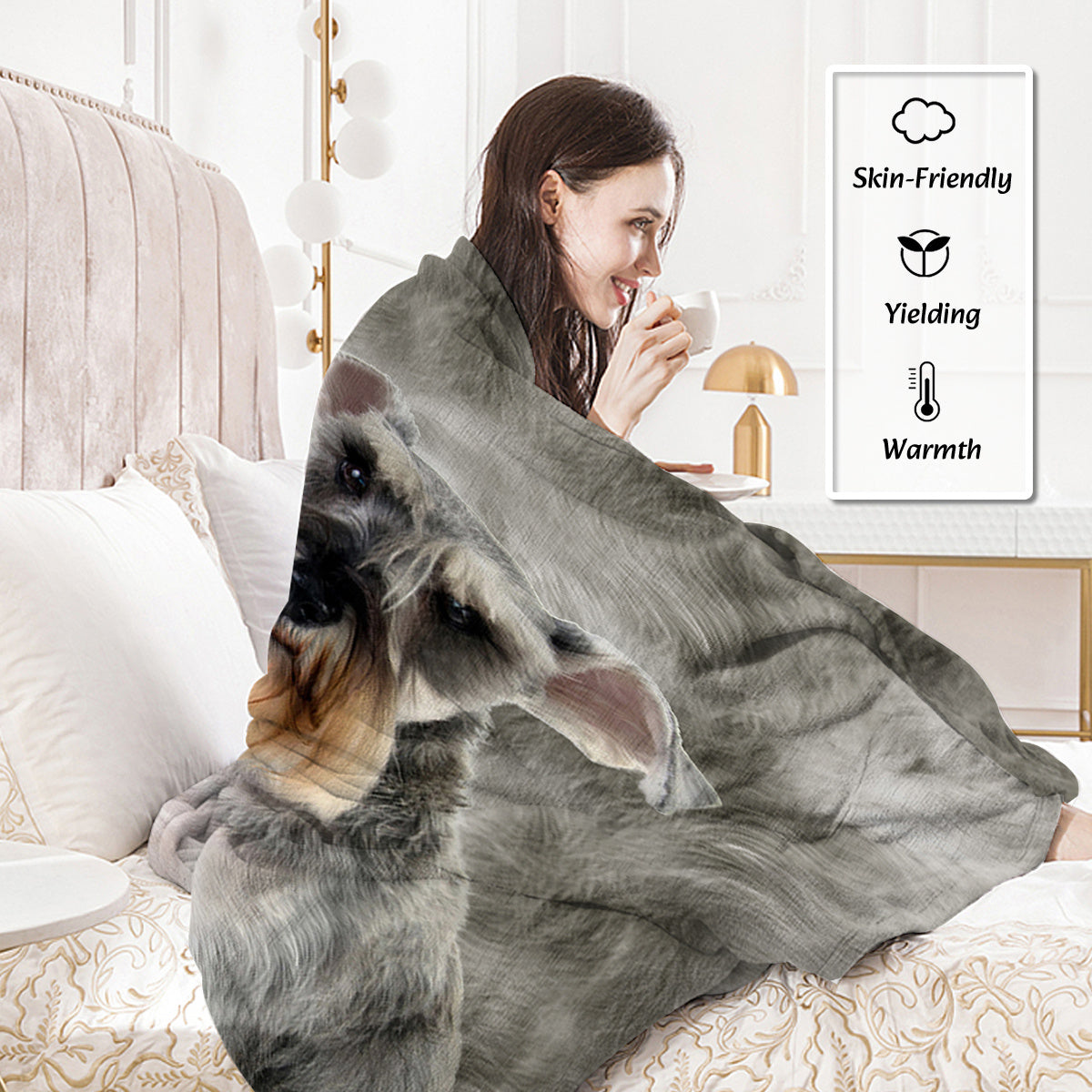Schnauzer Flannel Blankets Cozy Blanket Super Soft Cozy Warm Puppy Dog Throw Blanket For Couch Chair Bed Sofa Office Cute Schnauzer Gifts 75x100cm