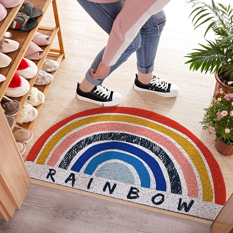 Rainbow Semicircular Silk Enclosure Mats Door Porch Entrance Door Mats Indoor Entrance Door Entrance Carpet