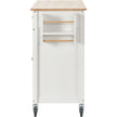 54.3Kitchen Island Cart Solid Wood Top, Locking Wheels, 4-Door Cabinet