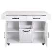 K K Kitchen Island With Trash Can Storage Cabinet, Kitchen Cart With Drop Leaf, Spice Rack, Towel Ra