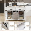 K K Kitchen Island With Trash Can Storage Cabinet, Kitchen Cart With Drop Leaf, Spice Rack, Towel Ra