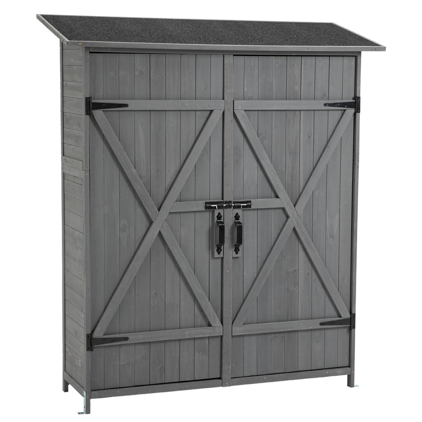 56L X 19.5W X 64H In Outdoor Storage Shed With Lockable Door,Wooden Tool Storage Shed With Detachable Shelves And Pitch Roof