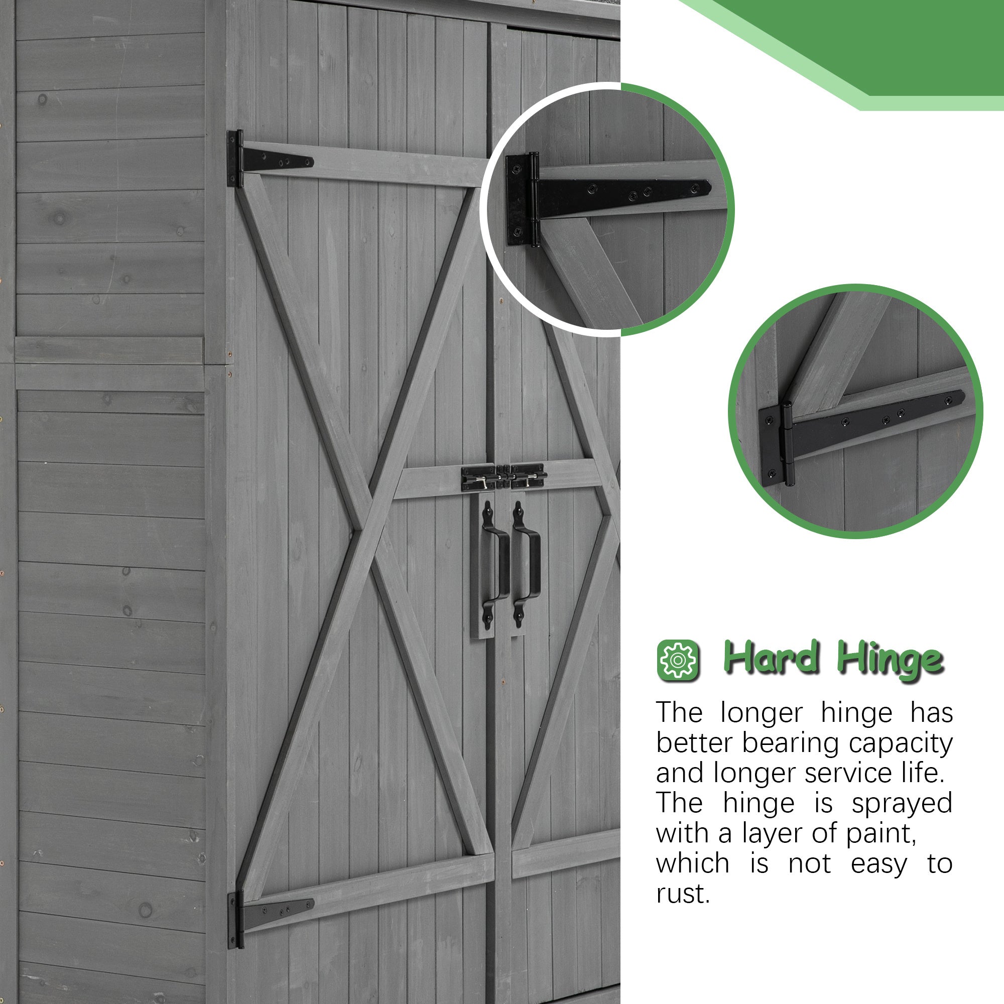 56L X 19.5W X 64H In Outdoor Storage Shed With Lockable Door,Wooden Tool Storage Shed With Detachable Shelves And Pitch Roof