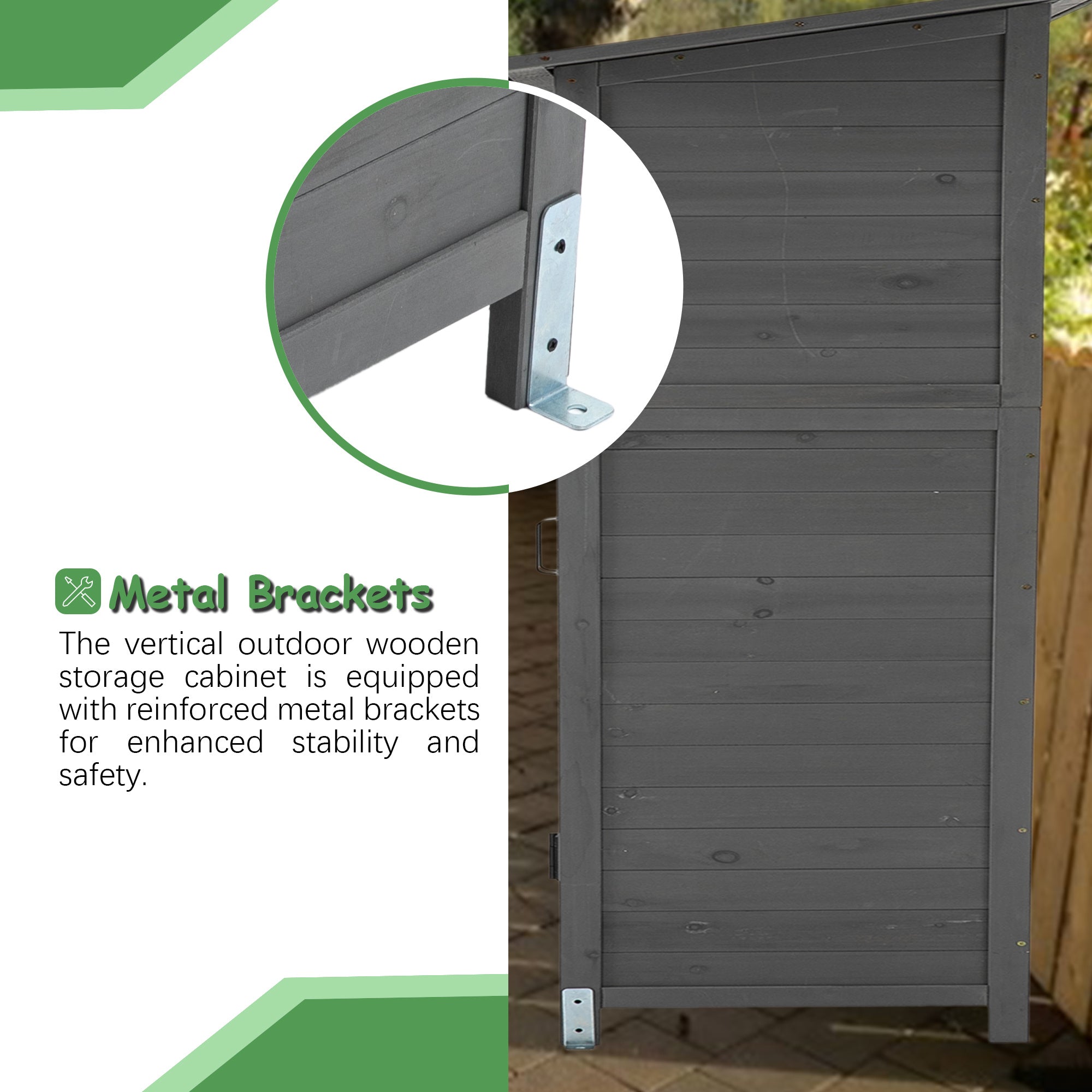56L X 19.5W X 64H In Outdoor Storage Shed With Lockable Door,Wooden Tool Storage Shed With Detachable Shelves And Pitch Roof