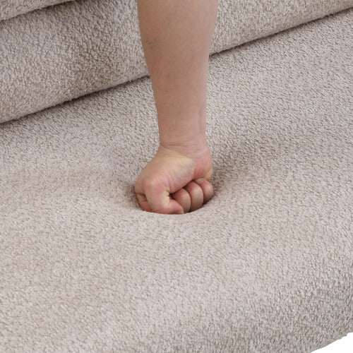 Upholstered Dining Bench, End Of Bed, Entryway Bench, Boucle Ottoman For Dining Room, Bedroom, Living Room, Rubber Wood Leg 330 LBS Support, Light Grey