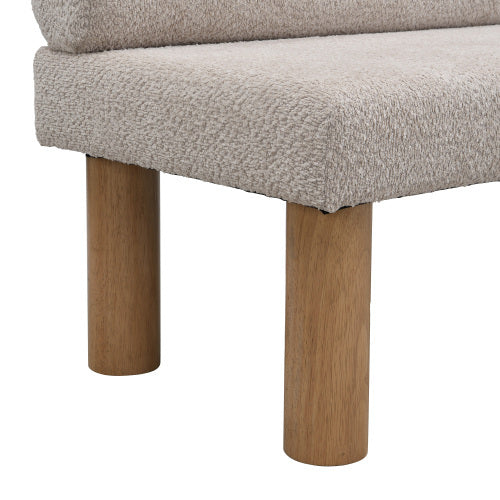 Upholstered Dining Bench, End Of Bed, Entryway Bench, Boucle Ottoman For Dining Room, Bedroom, Living Room, Rubber Wood Leg 330 LBS Support, Light Grey
