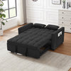 Modern Velvet Loveseat Futon Sofa Couch W Pullout Bed,Small Love Seat Lounge Sofa W Reclining Backrest,Toss Pillows, Pockets,Furniture For Living Room,3 In 1 Convertible Sleeper Sofa Bed, Black