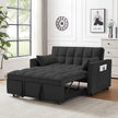 Modern Velvet Loveseat Futon Sofa Couch W Pullout Bed,Small Love Seat Lounge Sofa W Reclining Backrest,Toss Pillows, Pockets,Furniture For Living Room,3 In 1 Convertible Sleeper Sofa Bed, Black