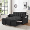 Modern Velvet Loveseat Futon Sofa Couch W Pullout Bed,Small Love Seat Lounge Sofa W Reclining Backrest,Toss Pillows, Pockets,Furniture For Living Room,3 In 1 Convertible Sleeper Sofa Bed, Black